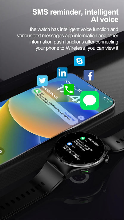 LIGE - Reloj inteligente para hombre de 1,46 pulgadas con terapia láser, control de lípidos, ácido úrico, VFC, llamadas, temperatura, deportivo y bienestar