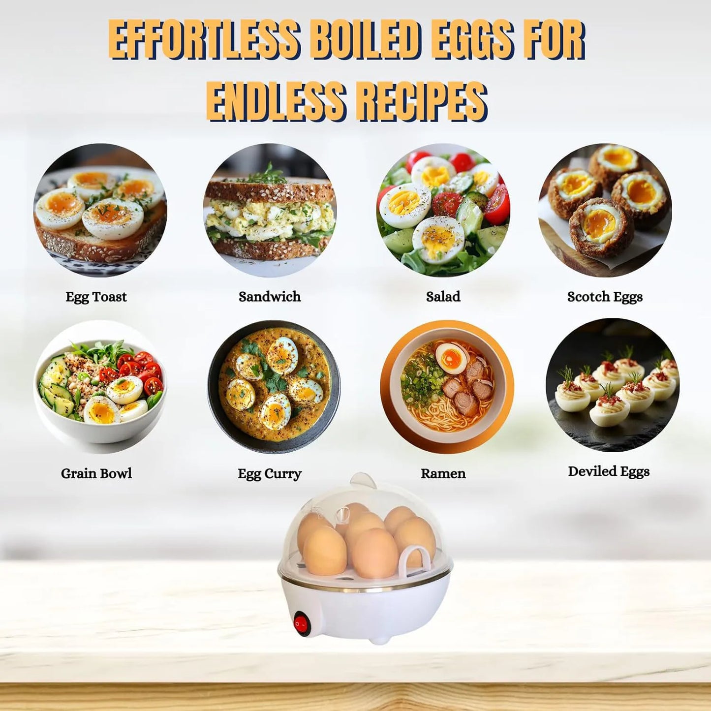 Cocedor de huevos eléctrico, minicocedor multifuncional rápido para huevos escalfados, revueltos y tortillas. Apagado automático.