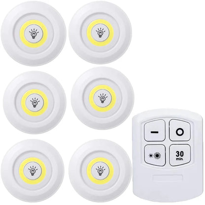 Luz LED regulable para debajo del gabinete con control remoto, funciona con pilas, luces LED para armarios, iluminación de baño, luz nocturna