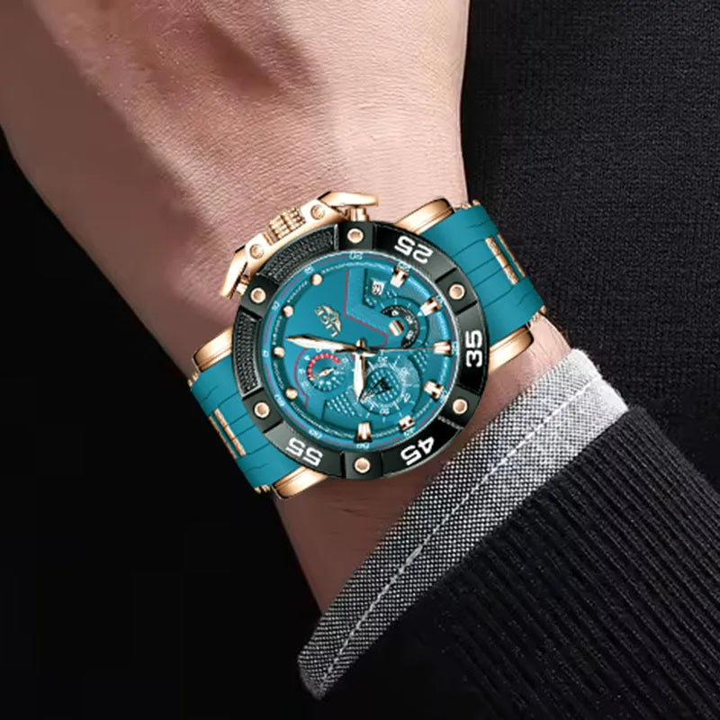 Relojes LIGE para hombre, marca superior, lujo, esfera grande, silicona, militar, deportivo, impermeable, cuarzo, para hombre, Relogio Masculino.