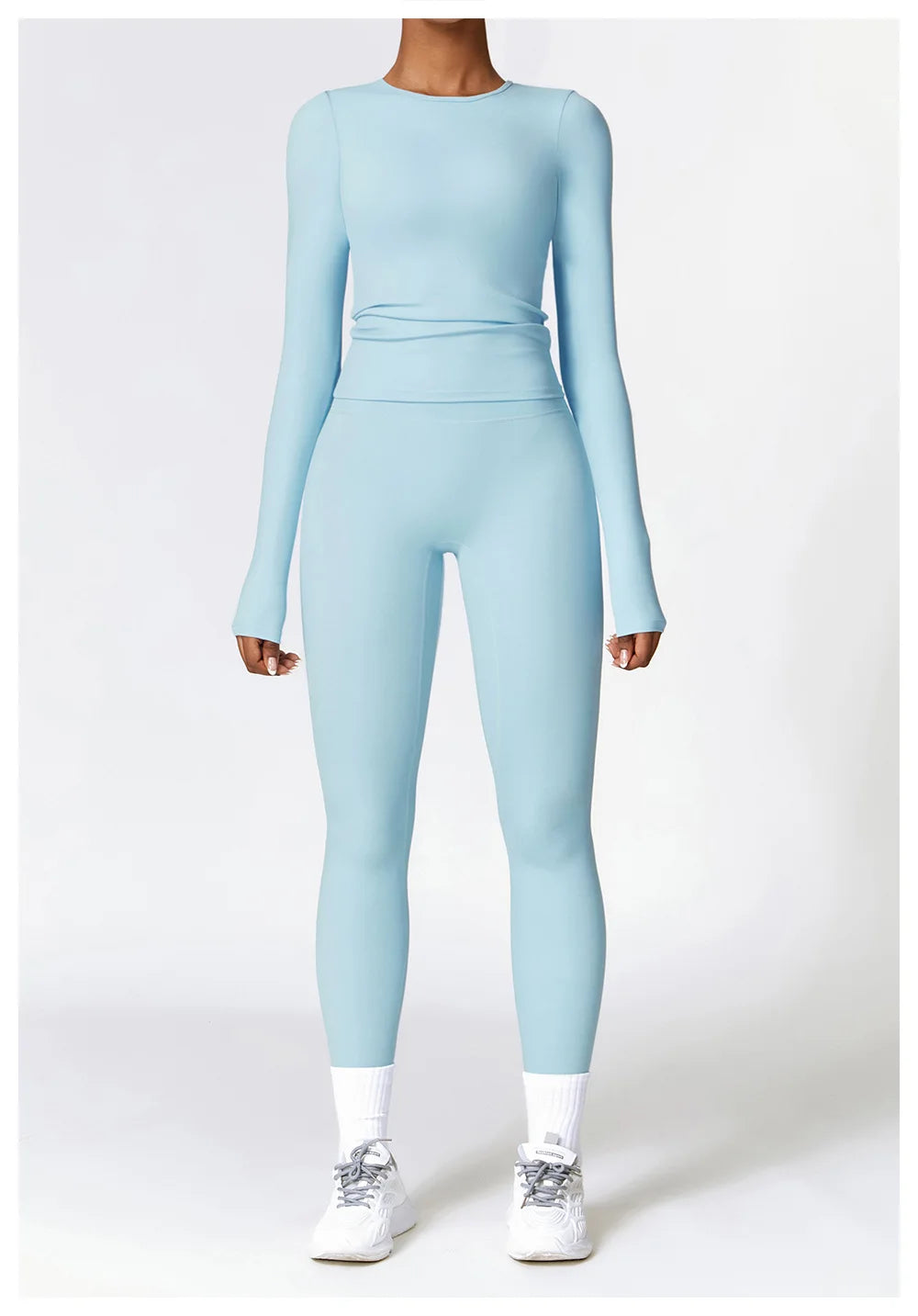 2PCS Seamless Yoga Set Women Workout Set Sportswear Gym Clothing Fitness Long Sleeve Crop Top High Waist Leggings Sports Suits