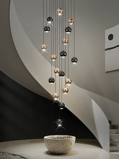 Lámparas colgantes modernas para escalera de apartamento, iluminación LED para sala de estar, pasillo de villa, luces colgantes para escalera, candelabro esférico para vestíbulo.