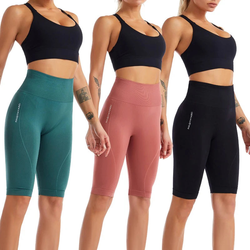 Leggings PofyBofy de cintura alta, sin costuras, elásticas, realzadoras de glúteos, ajustadas, hasta la rodilla, para fitness, yoga y deporte.