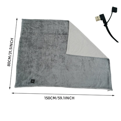 Manta térmica portátil USB de 5 V, con 5 niveles de calor, inalámbrica y con cremallera para mujer.
