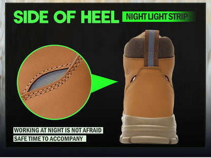 Zapatos de trabajo con botón giratorio para hombre, zapatillas de trabajo antiperforación, zapatos de seguridad de trabajo impermeables, botas tácticas con puntera de acero antideslizantes.