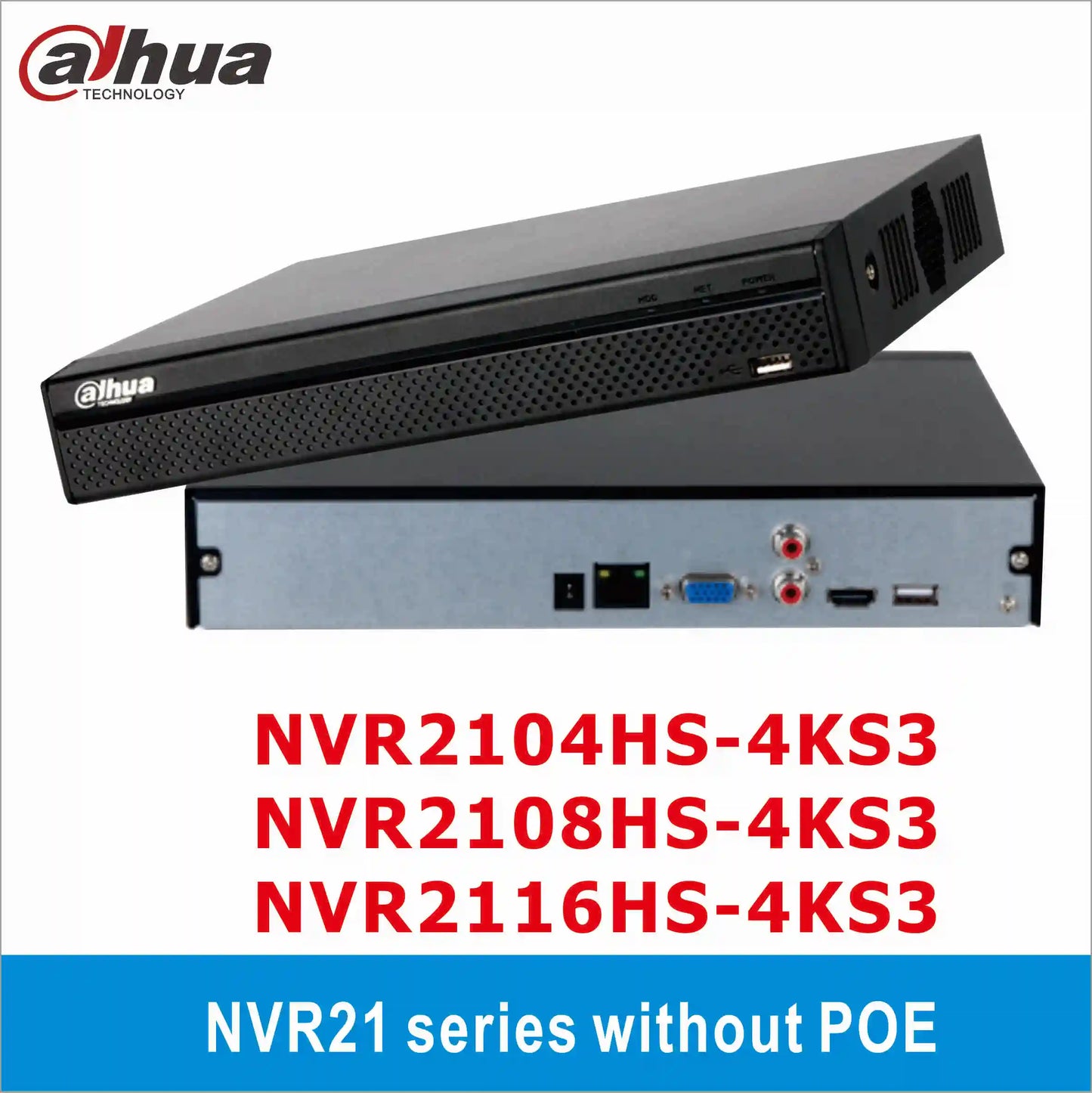 Grabador de vídeo en red (NVR) Dahua de 4/8 canales con Onvif NVR2104HS-4KS3 y NVR2108HS-4KS3. Nueva versión sin puertos PoE. Sistema de videovigilancia doméstico.