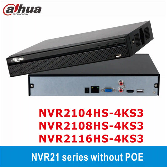 Grabador de vídeo en red (NVR) Dahua de 4/8 canales con Onvif NVR2104HS-4KS3 y NVR2108HS-4KS3. Nueva versión sin puertos PoE. Sistema de videovigilancia doméstico.