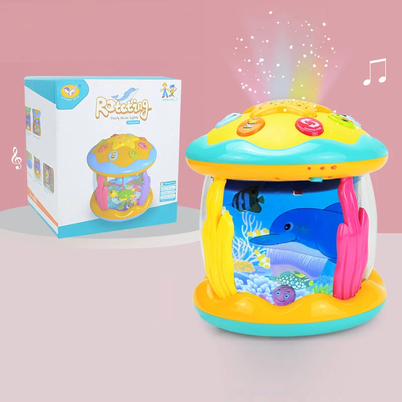 Juguetes para bebés de 1 a 3 años, proyector giratorio de luz oceánica, juguetes musicales Montessori, juguetes sensoriales educativos tempranos para niños pequeños.