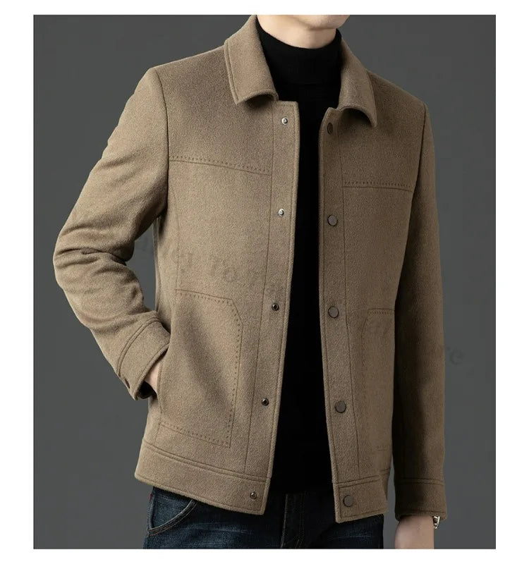 2025 Winter Wool Jacket Male New High Fashion Business Casual Thickening Coat Classic Business Style Windproof Warm TrenchCoat