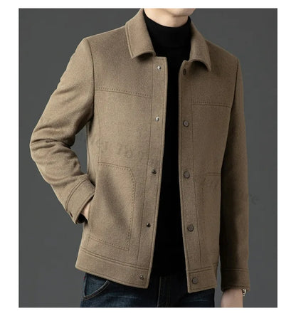 2025 Winter Wool Jacket Male New High Fashion Business Casual Thickening Coat Classic Business Style Windproof Warm TrenchCoat