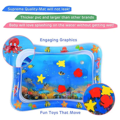 Colchoneta de juego inflable para bebé, cojín de agua de PVC, para tiempo boca abajo, para niños pequeños, juguetes de educación temprana para actividades de desarrollo
