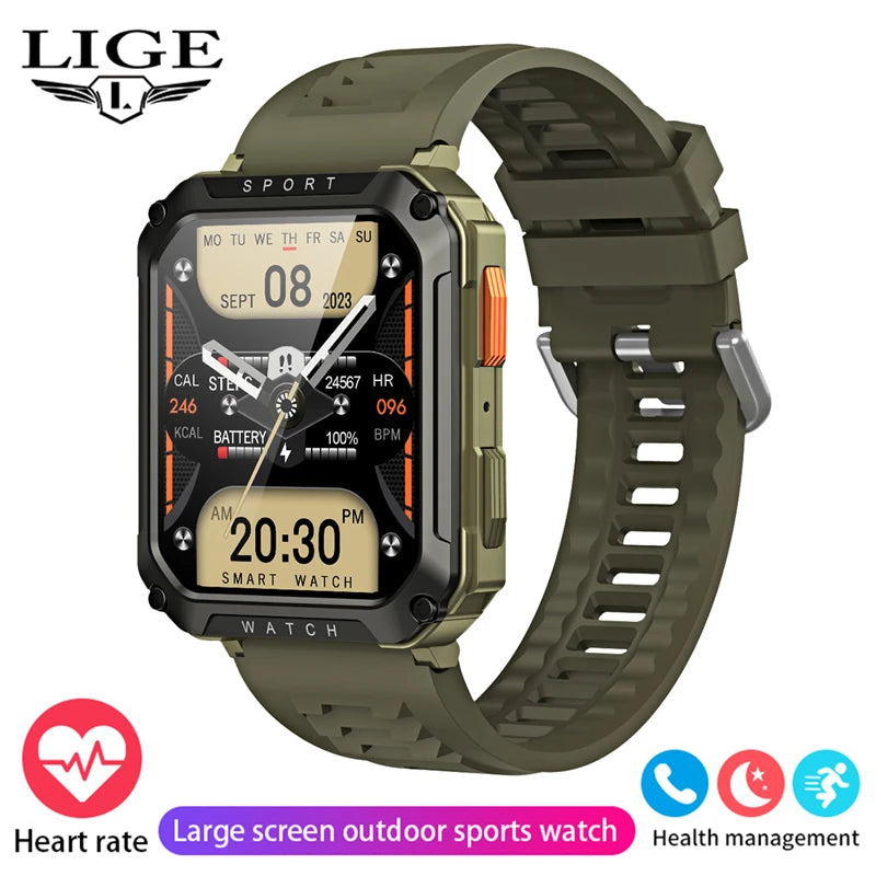 FOXBOX 2025 Reloj inteligente militar para exteriores para hombre, con Bluetooth, llamadas, deportivo, resistente al agua, asistente de voz, reloj de fitness para hombre, nuevo