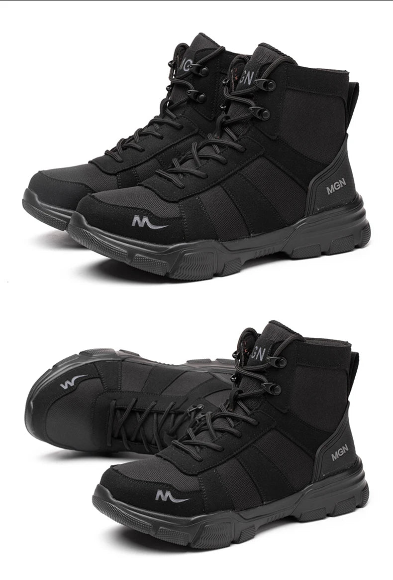 Botas de seguridad indestructibles para hombre, botas militares para exteriores, botas de trabajo antiaplastamiento y antipinchazos, calzado industrial para hombre, botas desierto.