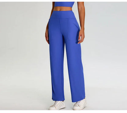 Pantalones de Yoga acanalados para mujer, leggings deportivos para gimnasio, leggings de cintura alta para fitness, pantalones deportivos para correr al aire libre, pierna recta.