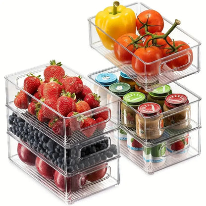 Organizadores de refrigerador transparentes, duraderos, fáciles de limpiar, multifuncionales, para almacenar alimentos, frutas, verduras, carnes, etc.