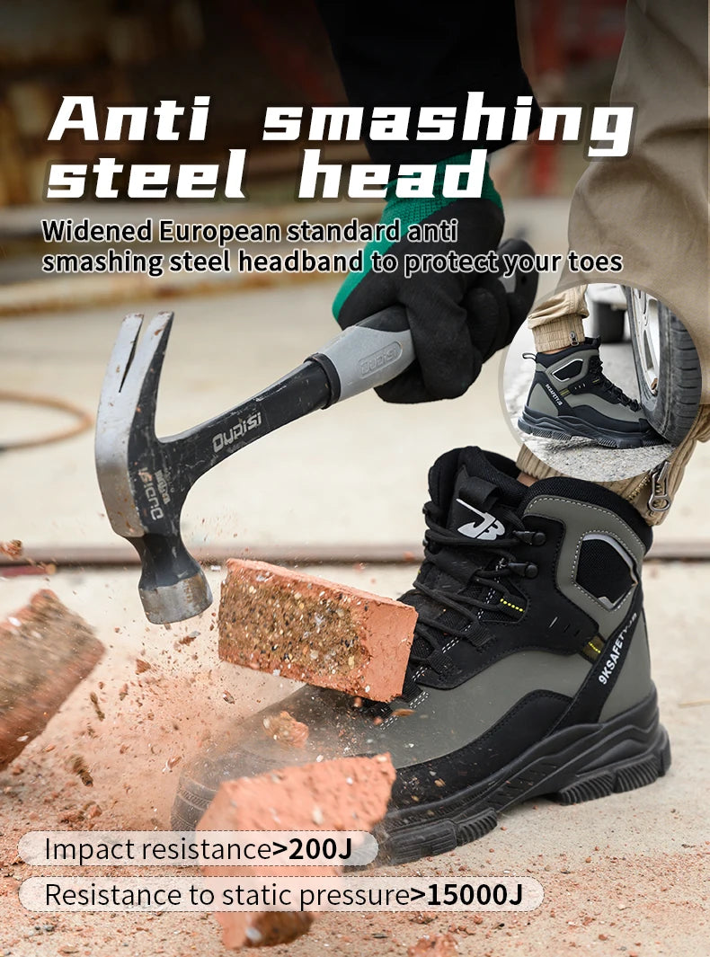 Zapatos de seguridad de alta calidad para hombre, zapatos de trabajo con puntera de acero, botas de seguridad para hombre y mujer, botas de trabajo anti-aplastamiento, botas de trabajo indestructibles.