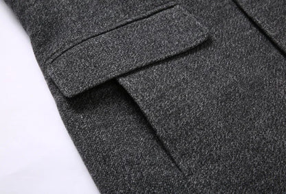 Abrigo de lana grueso con cuello tipo bufanda para hombre, ideal para otoño/invierno. Chaqueta de lana de alta calidad, estilo moderno y corte medio.