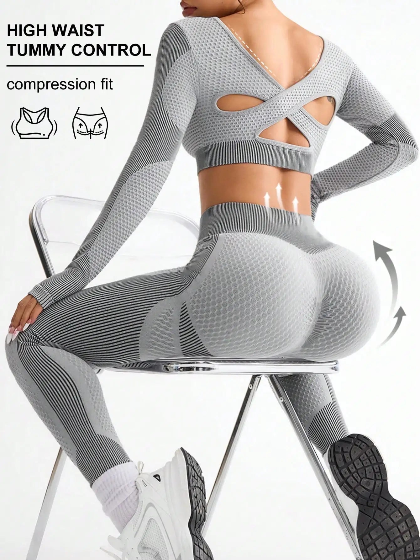 2 piezas, superventas, nuevo, deportivo, ajustado, para correr, transpirable, sin costuras, traje de yoga para mujer, traje de fitness al aire libre para mujer.