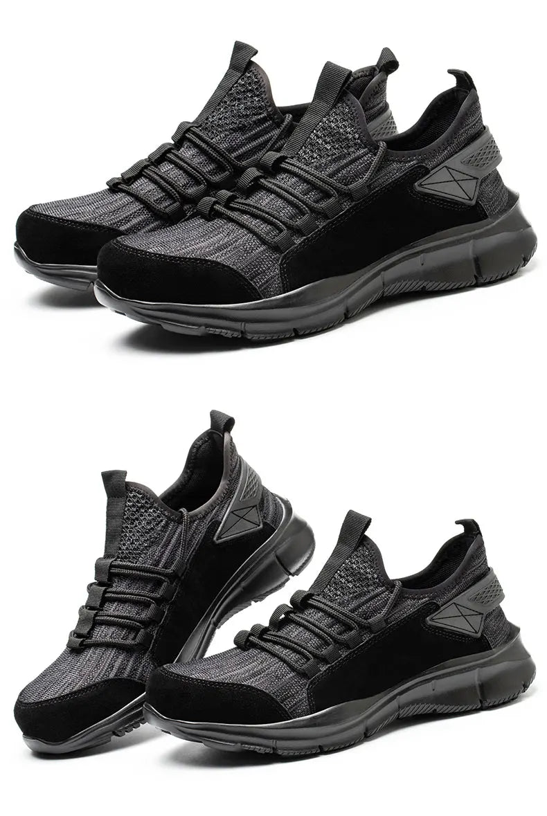 Zapatillas de trabajo para hombre, calzado de seguridad, zapatos de trabajo con puntera de acero para la construcción, botas de seguridad ligeras, zapatillas de trabajo antiperforación de Kevlar.
