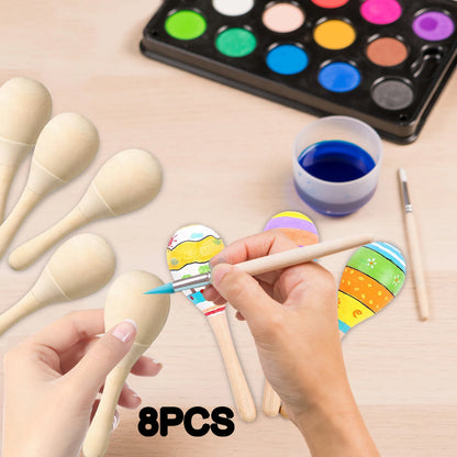 8 maracas de madera para niños y adultos, hechas a mano, con sonido claro. Mini maracas pintadas a mano, juguetes artesanales, decoración.