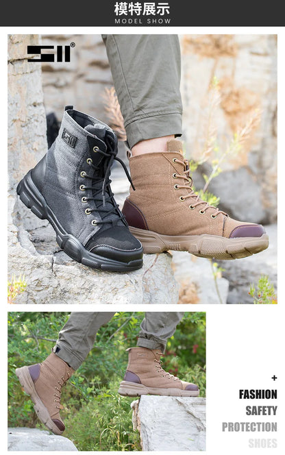 Botas de trabajo nuevas, indestructibles, zapatos de seguridad anti-aplastamiento, zapatos con puntera de acero para hombre, zapatillas a prueba de pinchazos, zapatos de trabajo antideslizantes.