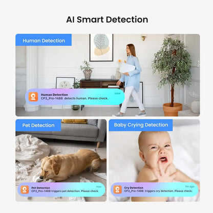 Cámara de interior Tenda 2K WiFi6 inalámbrica para seguridad del hogar, llamadas con un solo toque, detección de llanto de personas, mascotas y bebés, visión nocturna.