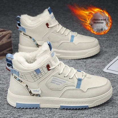 Zapatos deportivos de primavera para hombre, de caña alta, transpirables, con suela gruesa, informales, a la moda, blancos, combinables, para estudiantes.