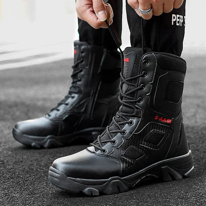 Botas tácticas para hombre, nuevas, de invierno, para combate, hasta el tobillo, antideslizantes, para trabajo, seguridad, botas militares, impermeables, para motocicleta.