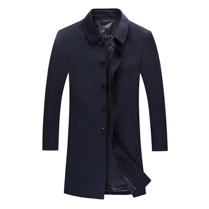 Autumn Winter Men Trench Coat Business Fashio Casual Male Jackets Slim Comfort Warm Windproof Top Trend Streetwear Outerwear New