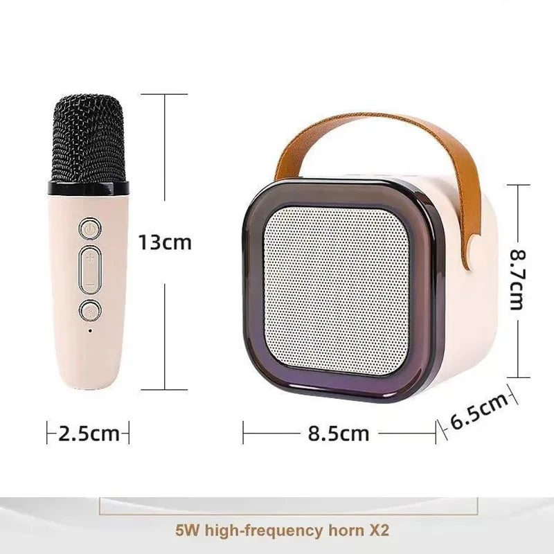 Máquina de karaoke con altavoz Bluetooth portátil y 2 micrófonos inalámbricos, altavoz de canto familiar de alta fidelidad, regalo para niños, caja de sonido