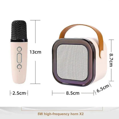 Máquina de karaoke con altavoz Bluetooth portátil y 2 micrófonos inalámbricos, altavoz de canto familiar de alta fidelidad, regalo para niños, caja de sonido