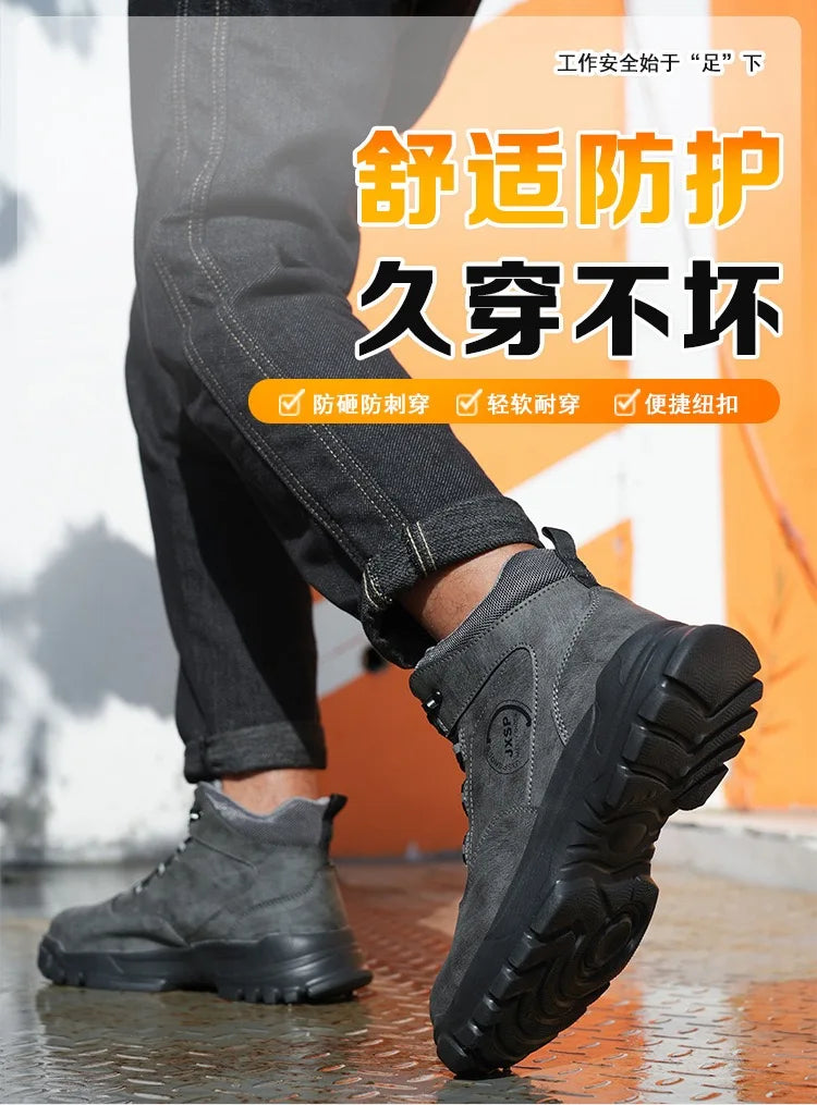 Botas altas unisex antigolpes y antipinchazos con puntera de acero más ancha, cierre de Kevlar, elástico y aptas para otoño e invierno. Fabricadas con Kevlar estándar europeo.