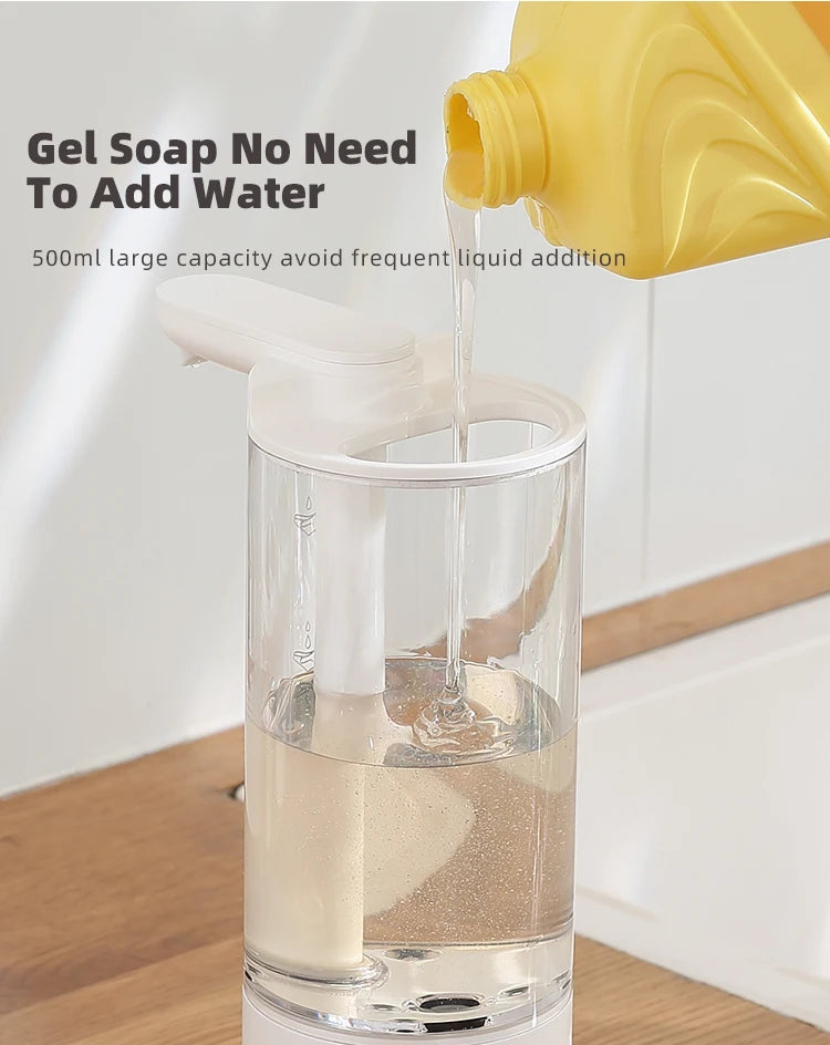 Dispensador automático de jabón líquido de 500 ml para cocina, recargable por USB, sin contacto, de alta capacidad, para detergente. También apto para baño.