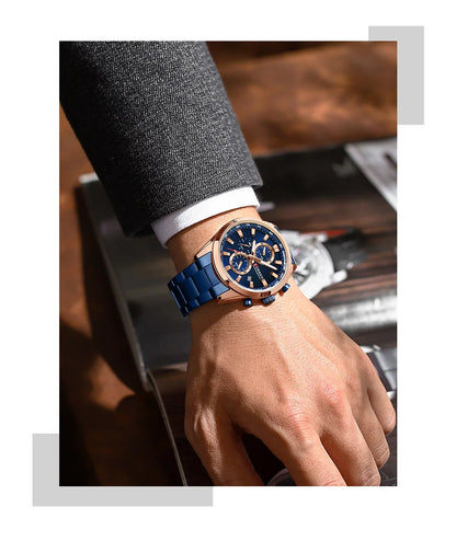 Reloj deportivo CURREN de cuarzo con cronógrafo para hombre - Pulsera de acero inoxidable y esfera multifuncional