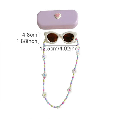 Caja de almacenamiento con collar y gafas de sol para niños, conjunto de gafas de sol para niñas, accesorios de viaje para playa, regalo para niños de 2 a 8 años