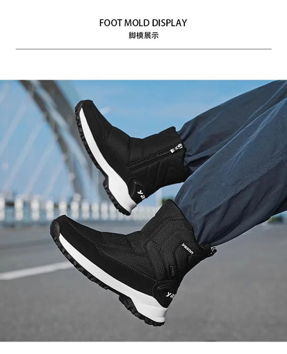 Botas de invierno para hombre 2025, botas de nieve para exteriores, cálidas, de felpa, gruesas, impermeables, antideslizantes, hasta media pantorrilla, zapatos de invierno para hombre