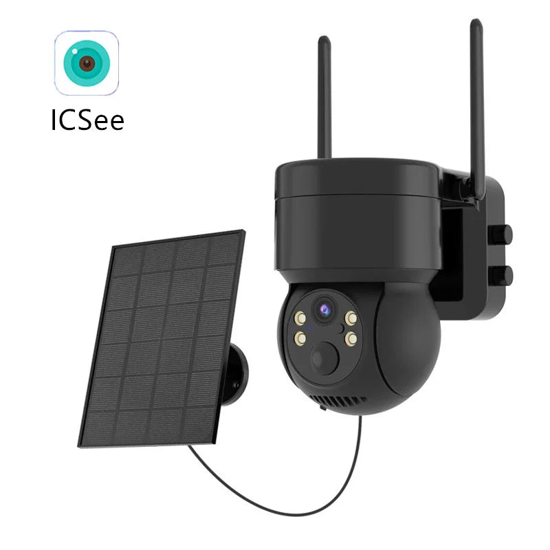 Cámara de vigilancia solar para exteriores con detección humana, visión nocturna, webcam inteligente, resistente al agua, inalámbrica, wifi, seguridad, cámara PTZ ICSEE