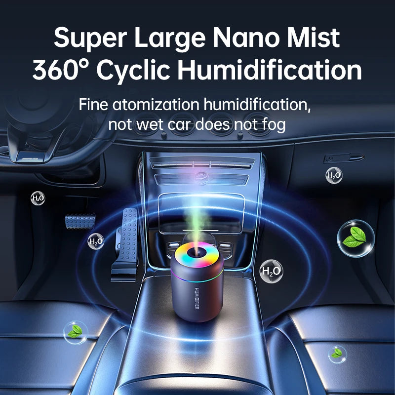 Mini humidificador de aire de 180 ml, difusor de aroma eléctrico USB, purificador de aceites esenciales, generador de niebla de aromaterapia, luces para coche, hogar y dormitorio.