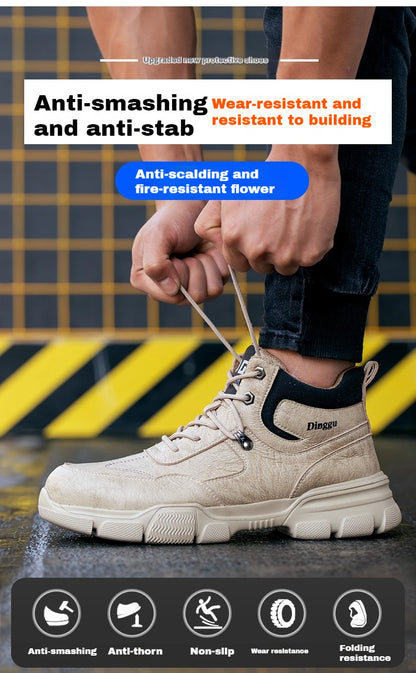 Botas de trabajo indestructibles, zapatos de seguridad para hombre, zapatos con puntera de acero, zapatillas a prueba de pinchazos, zapatos de trabajo antideslizantes para hombre, botas tácticas para hombre.
