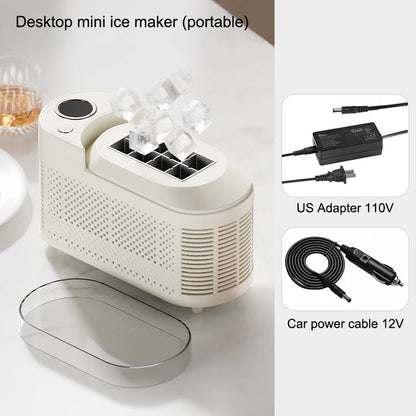 Máquina de hielo portátil pequeña de 110 V/220 V para el hogar, dormitorio, oficina, camping, 12 V, para coche, máquina automática para hacer cubitos de hielo.