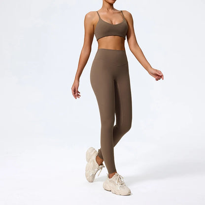 Ctenkevet - Conjunto deportivo de 2 piezas sin mangas para mujer, de verano, para gimnasio, yoga, de cintura alta, transpirable, mallas deportivas para mujer