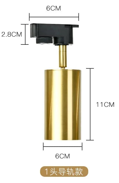 Iluminación para sala de estar, moderna y sencilla, foco LED dorado, foco de riel de latón, luz de techo para pared de fondo de habitación de guardarropa