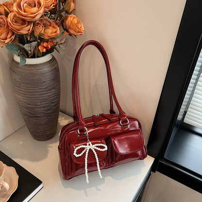 Bolso de hombro con lazo para mujer, edición coreana 2024, moderno y versátil.
