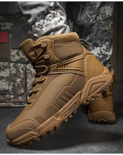 2024Men's Boots Outdoor Tactical mid-waist Boot Men's Hiking Shoes Non-slip Desert Combat Boots Men's Solid Color Snow Boots New