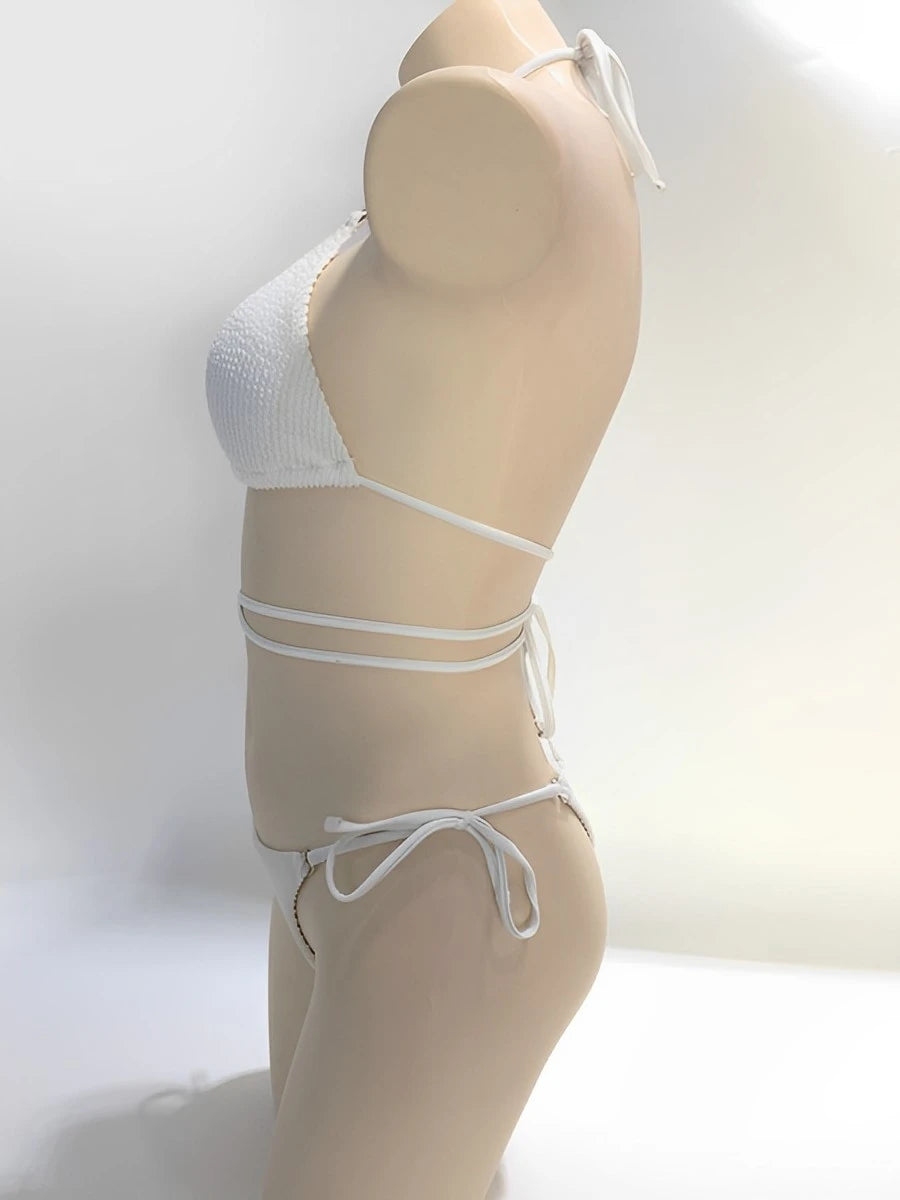 2025 Halter String Bikini Bandage Swimsuit Women Sexy Solid Swimwear Female Bathers Bathing Swimming Swim Suit Beachwear