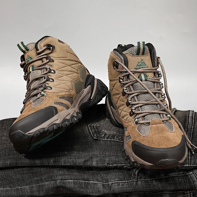 Botas de invierno HIKEUP para hombre, botas de senderismo para exteriores, de ante, de caña alta, impermeables, tácticas, de combate, militares.