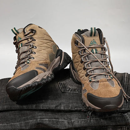 Botas de invierno HIKEUP para hombre, botas de senderismo para exteriores, de ante, de caña alta, impermeables, tácticas, de combate, militares.