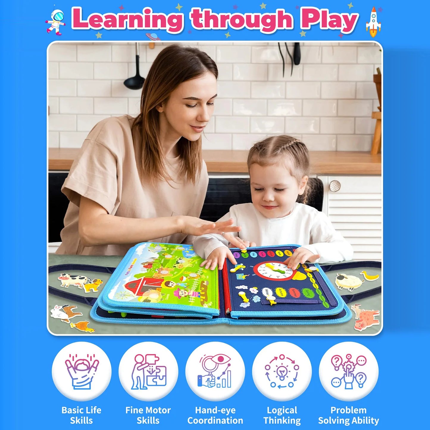 Juguetes Montessori para niños pequeños, juguetes sensoriales, juguetes para niños, regalos de cumpleaños, juguetes educativos de aprendizaje, actividades de viaje.