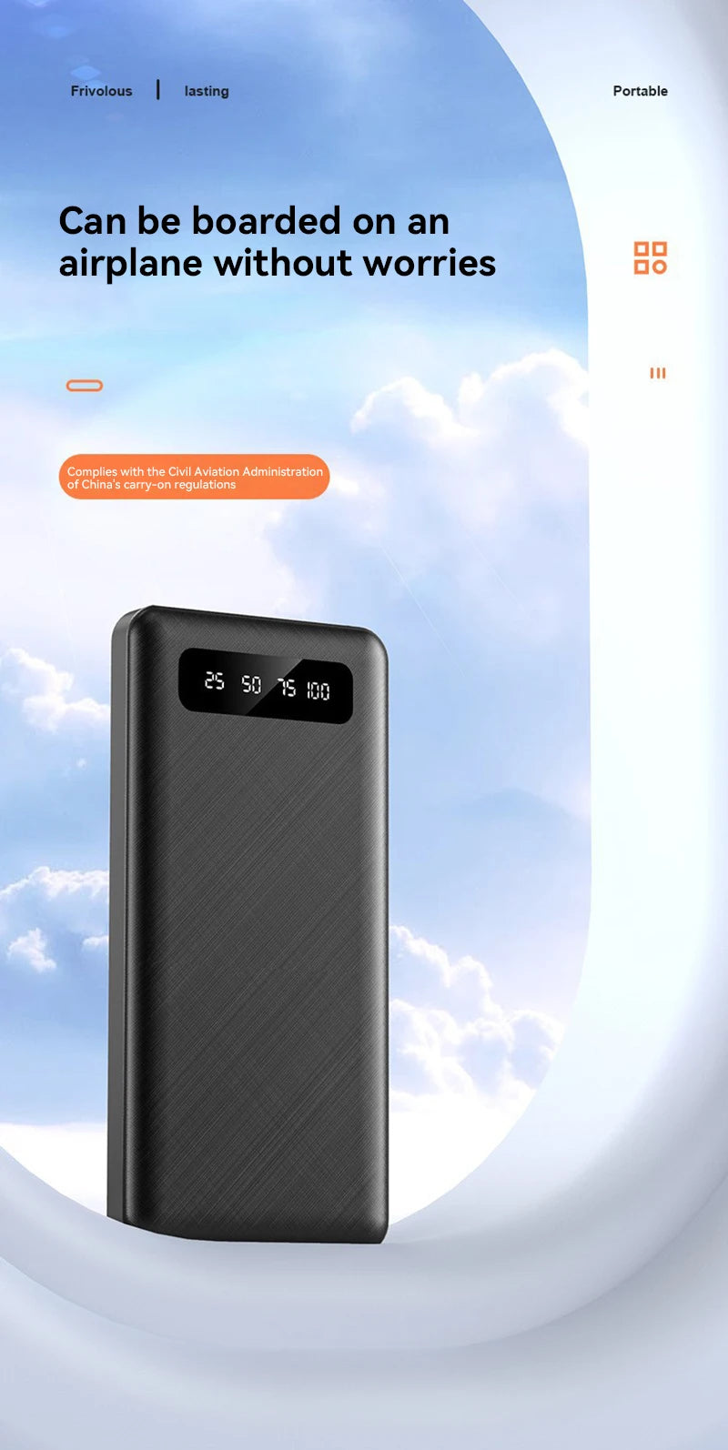 Batería externa portátil Xiaomi de 500.000 mAh y 120 W de carga ultrarrápida de gran capacidad con pantalla digital LED para teléfonos.