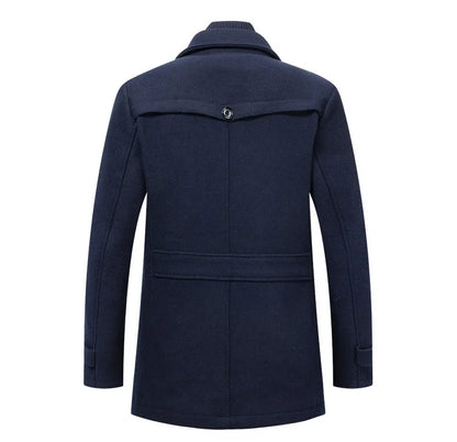 Thickening Warm Wool Coat High Quality Design Wool Coats Men's Wool Blend Winter Double Collar Wool Blend Men Solid Color